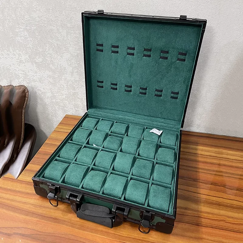 24 Slots Dark Green High Materials Watch Organizer Box And Gift Case